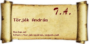 Törjék András névjegykártya